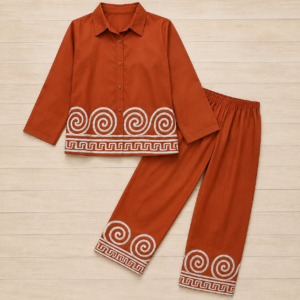 Rust Orange Embroidered Co-Ord Set