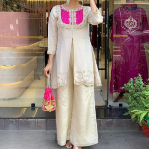 Ivory Pink Embroidered Co-Ord Set